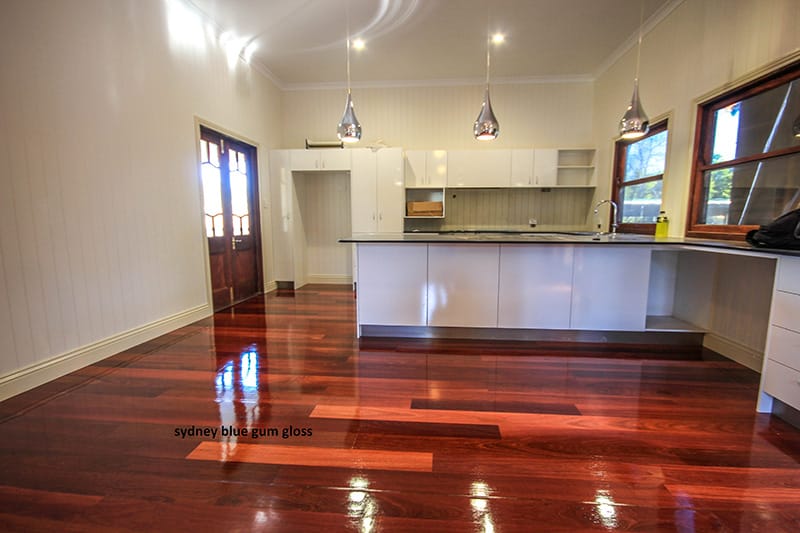 Kitchen polished wooden floor