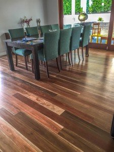 wooden floor in the dining area