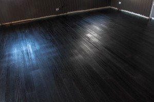 black wooden floor