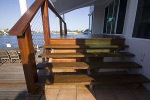 outdoor wooden floor and stairs