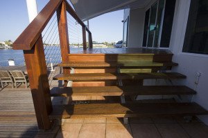 outdoor wooden floor and stairs