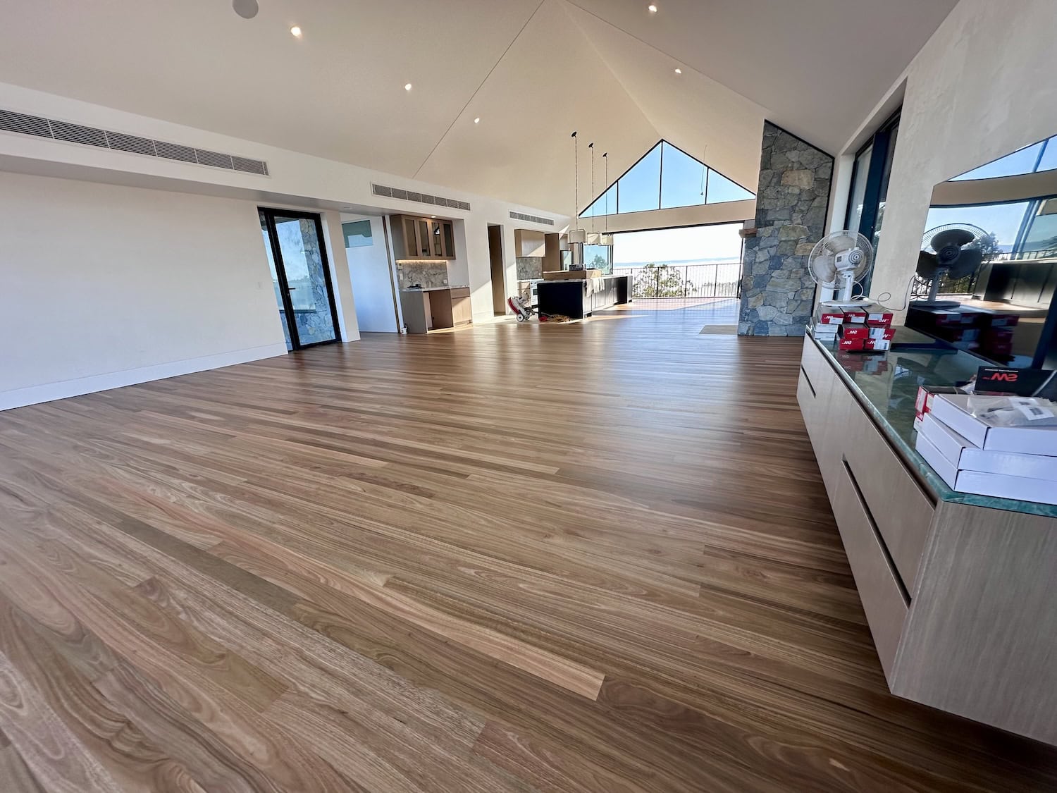 High-quality hardwood flooring in a modern living space in Norman Park Brisbane